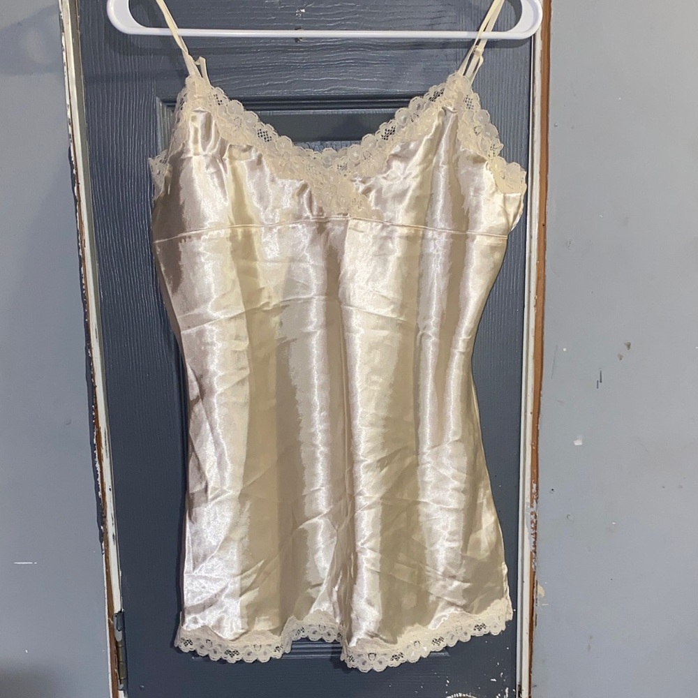 One Step Ahead Cream Lace Trim Cami